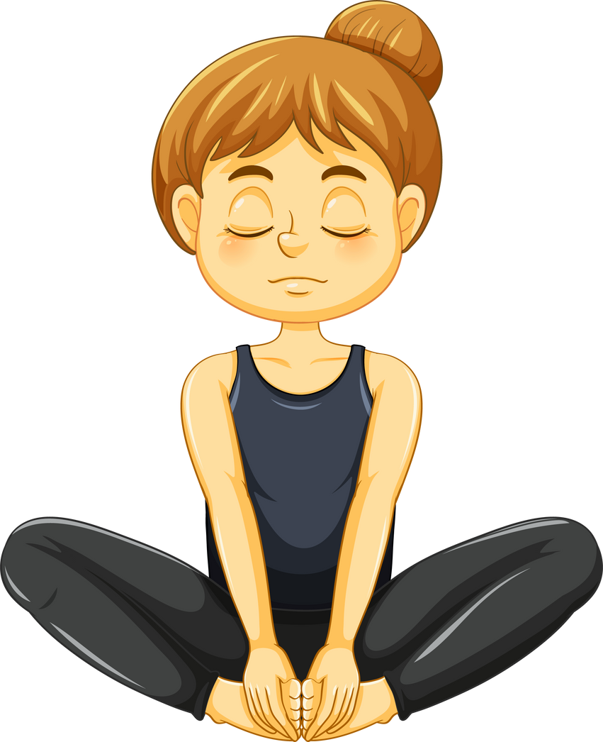 Yoga Cobblers Pose Cartoon Character